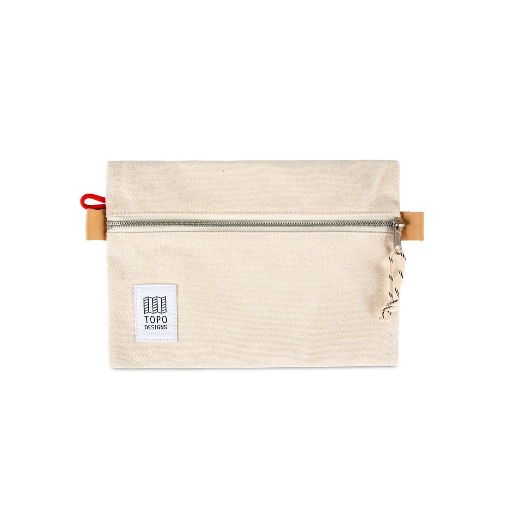 Topo Designs Accessory Bag Medium in natural canvas on a white background.