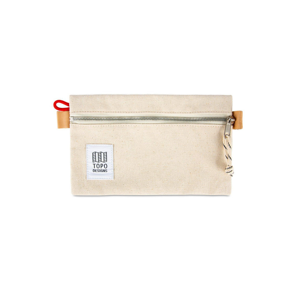 Topo Designs Accessory Bag Small in natural canvas on a white background.