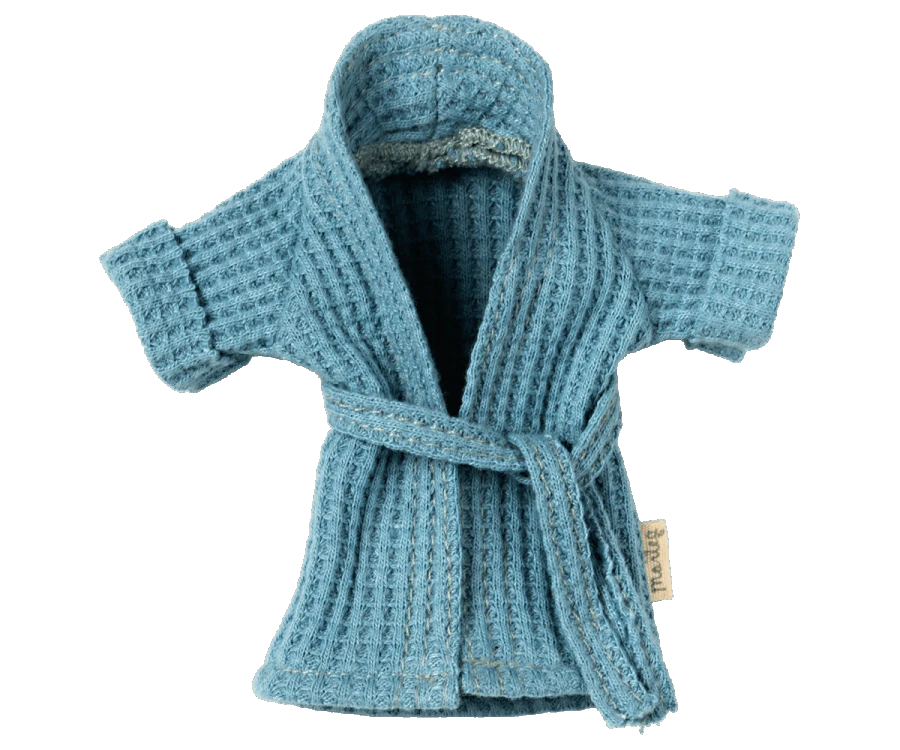 dusty blue colored cotton bathrobe for mum/dad mice.